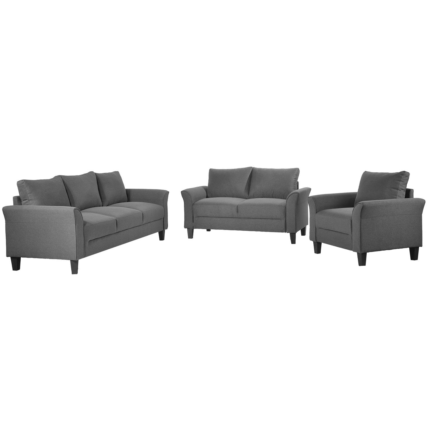 Polyester-blend 3 Pieces Sofa Set; Living Room Set